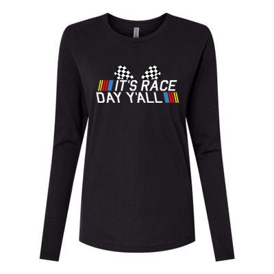 Its Race Day Yall Funny Racing Drag Car Truck Track Womens Womens Cotton Relaxed Long Sleeve T-Shirt