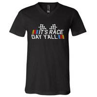 Its Race Day Yall Funny Racing Drag Car Truck Track Womens V-Neck T-Shirt