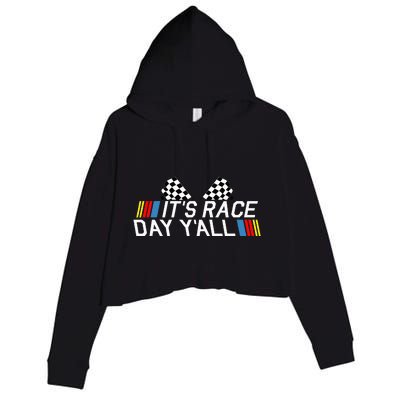 Its Race Day Yall Funny Racing Drag Car Truck Track Womens Crop Fleece Hoodie