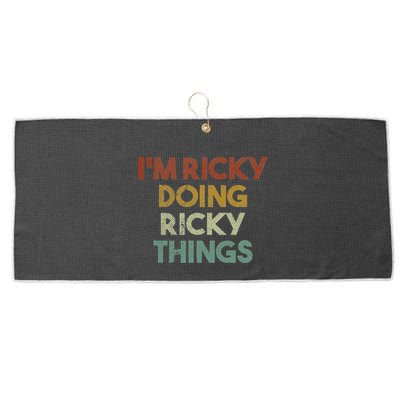 IM Ricky Doing Ricky Things Funny First Name Ricky Large Microfiber Waffle Golf Towel