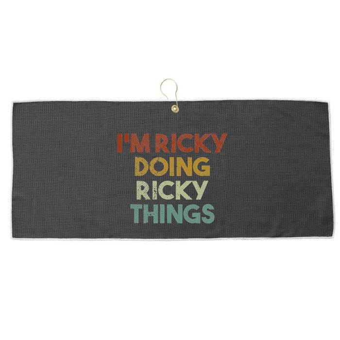 IM Ricky Doing Ricky Things Funny First Name Ricky Large Microfiber Waffle Golf Towel
