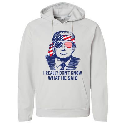 I Really DonT Know What He Said At The End Of That Sentence Performance Fleece Hoodie