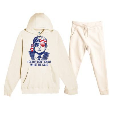 I Really DonT Know What He Said At The End Of That Sentence Premium Hooded Sweatsuit Set