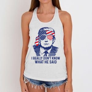 I Really DonT Know What He Said At The End Of That Sentence Women's Knotted Racerback Tank