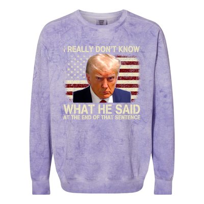 I Really Dont Know What He Said At The End Of That Sentence Colorblast Crewneck Sweatshirt