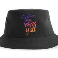 Its Race Day Yall Checkered Flag American Flag Race Sustainable Bucket Hat