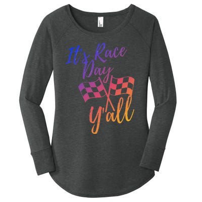 Its Race Day Yall Checkered Flag American Flag Race Women's Perfect Tri Tunic Long Sleeve Shirt