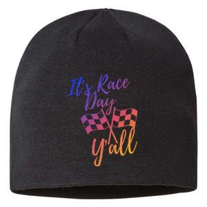 Its Race Day Yall Checkered Flag American Flag Race Sustainable Beanie