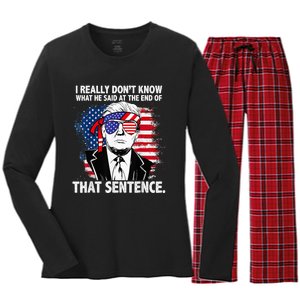 I Really Don’T Know What He Said At The End Of That Sentence Women's Long Sleeve Flannel Pajama Set 