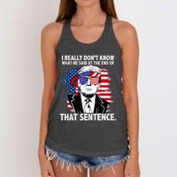 I Really Don’T Know What He Said At The End Of That Sentence Women's Knotted Racerback Tank