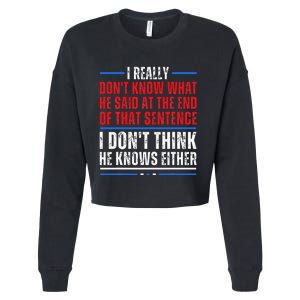 I Really DonT Know What He Said At The End Of That Sentence Cropped Pullover Crew