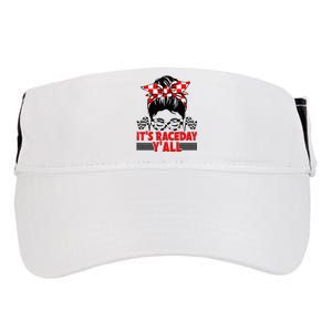 Its Race Day Yall Checkered Flag Racing Messy Bun Women Adult Drive Performance Visor