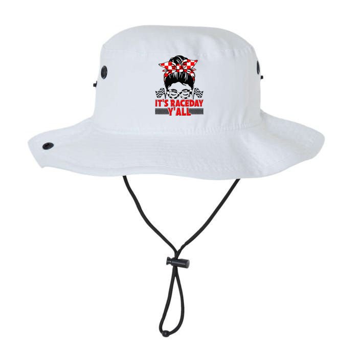 Its Race Day Yall Checkered Flag Racing Messy Bun Women Legacy Cool Fit Booney Bucket Hat