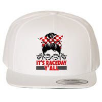 Its Race Day Yall Checkered Flag Racing Messy Bun Women Wool Snapback Cap