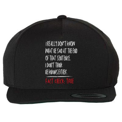 I Really DonT Know What He Said At The End Of That Sentence Wool Snapback Cap