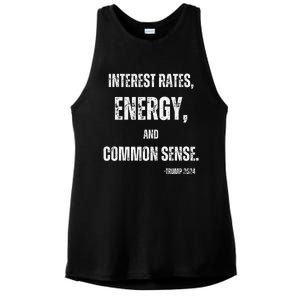 Interest Rates Energy & Common Sense Trump Saying Ladies PosiCharge Tri-Blend Wicking Tank