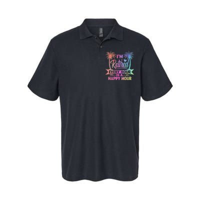 I'm Retired Every Hour Is A Happy Hour Retirement Tie Dye Softstyle Adult Sport Polo