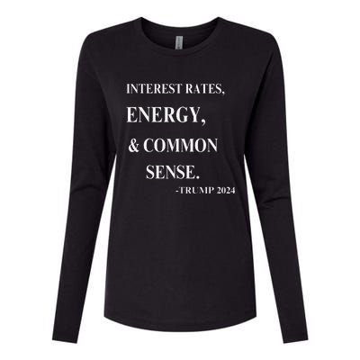 Interest Rates Energy & Common Sense Trump Saying Womens Cotton Relaxed Long Sleeve T-Shirt