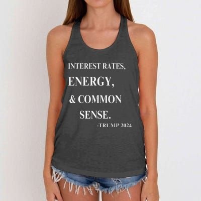 Interest Rates Energy & Common Sense Trump Saying Women's Knotted Racerback Tank