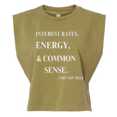 Interest Rates Energy & Common Sense Trump Saying Garment-Dyed Women's Muscle Tee