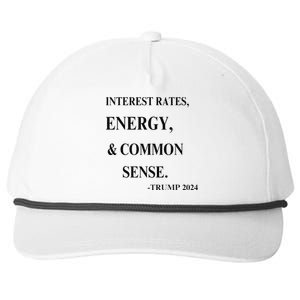 Interest Rates Energy & Common Sense Trump Saying Snapback Five-Panel Rope Hat