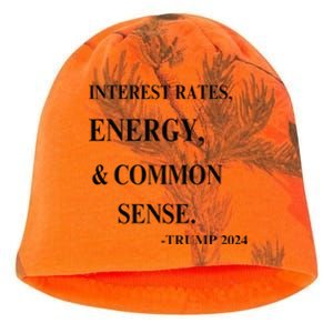 Interest Rates Energy & Common Sense Trump Saying Kati - Camo Knit Beanie