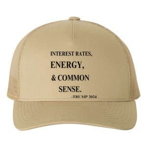 Interest Rates Energy & Common Sense Trump Saying Yupoong Adult 5-Panel Trucker Hat