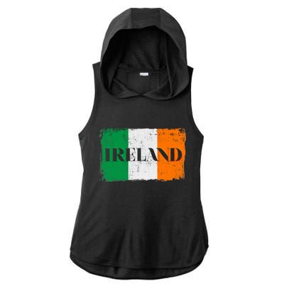 Ireland Grunge Flag Ladies PosiCharge Tri-Blend Wicking Draft Hoodie Tank