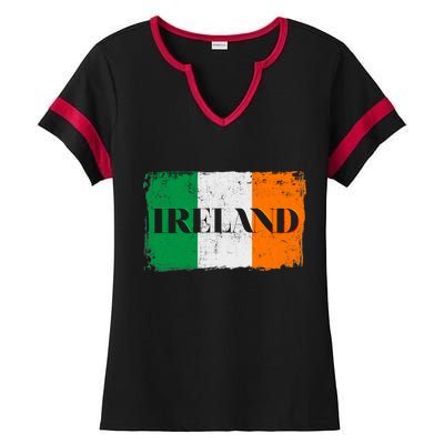 Ireland Grunge Flag Ladies Halftime Notch Neck Tee