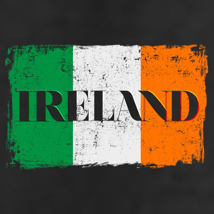 Ireland Grunge Flag 7 Panel Mesh Trucker Snapback Hat