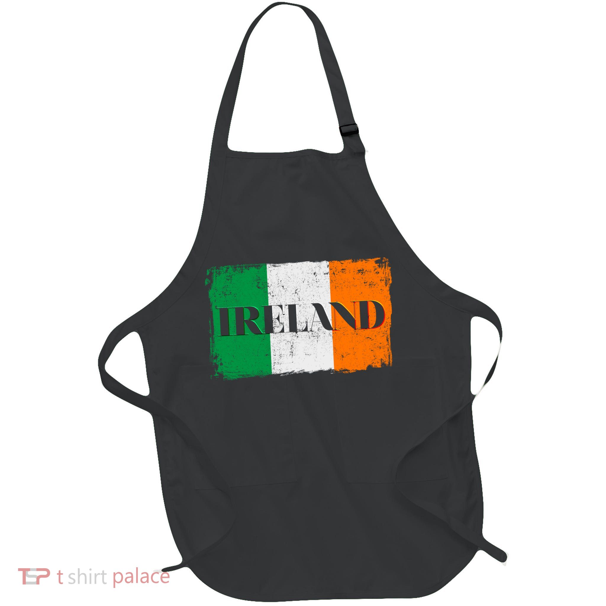 Ireland Grunge Flag Full-Length Apron With Pockets