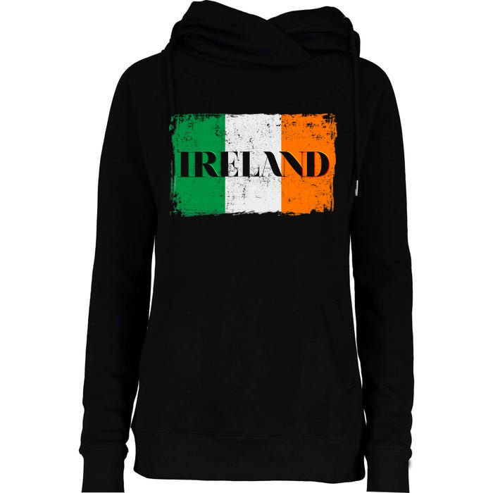 Ireland Grunge Flag Womens Funnel Neck Pullover Hood