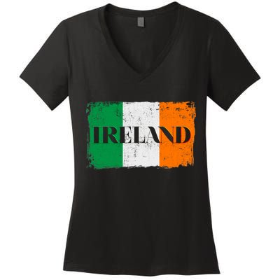 Ireland Grunge Flag Women's V-Neck T-Shirt