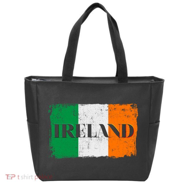 Ireland Grunge Flag Zip Tote Bag