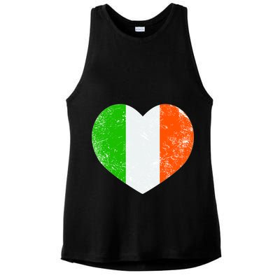 Ireland heart retro flag - St Patricks Day Ladies PosiCharge Tri-Blend Wicking Tank