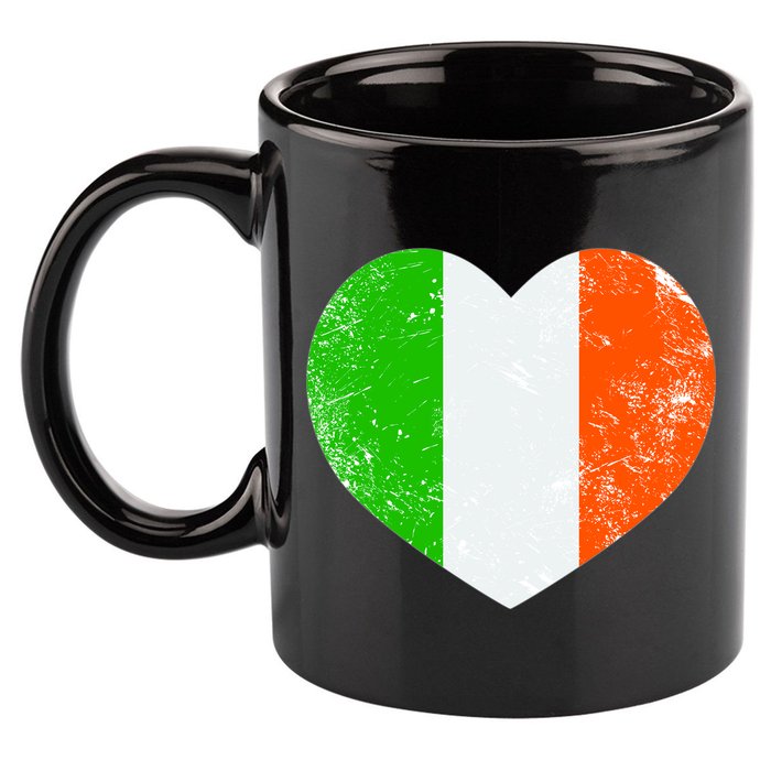 Ireland heart retro flag - St Patricks Day 11oz C Handle Ceramic Mug