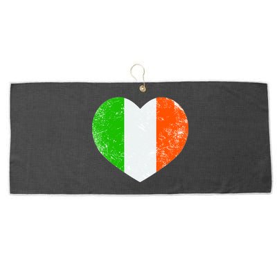 Ireland heart retro flag - St Patricks Day Large Microfiber Waffle Golf Towel