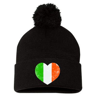 Ireland heart retro flag - St Patricks Day Pom Pom 12in Knit Beanie