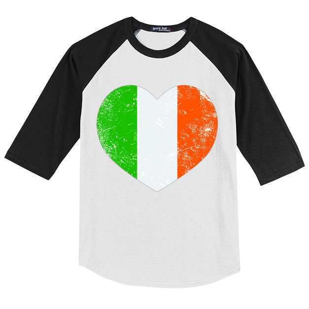 Ireland heart retro flag - St Patricks Day Kids Colorblock Raglan Jersey