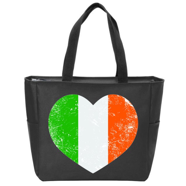 Ireland heart retro flag - St Patricks Day Zip Tote Bag