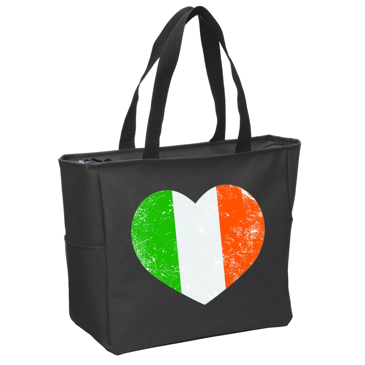 Ireland heart retro flag - St Patricks Day Zip Tote Bag