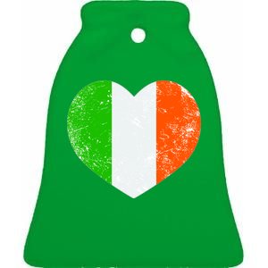 Ireland heart retro flag - St Patricks Day Ceramic Bell Ornament