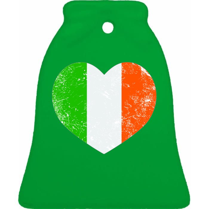 Ireland heart retro flag - St Patricks Day Ceramic Bell Ornament