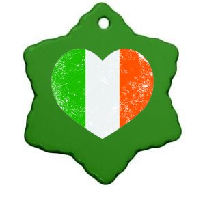 Ireland heart retro flag - St Patricks Day Ceramic Star Ornament