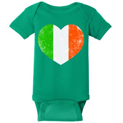 Ireland heart retro flag - St Patricks Day Baby Bodysuit