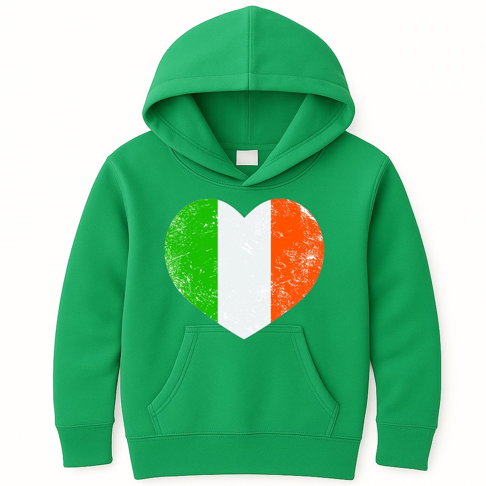 Ireland heart retro flag - St Patricks Day Kids Hoodie
