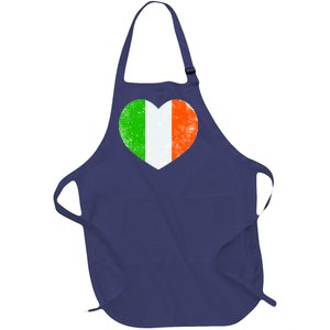 Ireland heart retro flag - St Patricks Day Full-Length Apron With Pockets