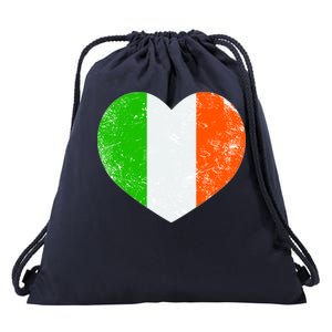 Ireland heart retro flag - St Patricks Day Drawstring Bag