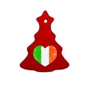 Ireland heart retro flag - St Patricks Day Ceramic Tree Ornament