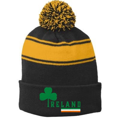 Ireland Irish Clover Stripe Pom Pom Beanie